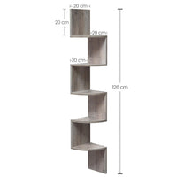 1 x RAW Customer Returns VASAGLE Corner Bookcase, Wall Corner Shelf, 5-Tier Wall Shelf, in Bedroom Living Room Bathroom Study, Plant Stand, Greige Melange - RRP €26.99