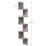 1 x RAW Customer Returns VASAGLE Corner Bookcase, Wall Corner Shelf, 5-Tier Wall Shelf, in Bedroom Living Room Bathroom Study, Plant Stand, Greige Melange - RRP €26.99