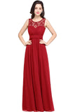 1 x RAW Customer Returns Babyonlinedress Women s Lace Long Wedding Bridesmaid Pleated Sleeveless Chiffon Evening Dress Red 42 - RRP €27.6