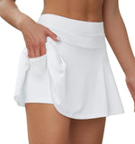 1 x RAW Customer Returns VUTRU Women s Tennis Skirts High Waist Tennis Skort with Pockets Running Skirts Sports Golf Skirt with Inner Pants White L - RRP €24.19