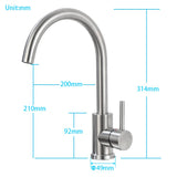 1 x RAW Customer Returns ONECE high pressure faucet kitchen sink faucet made of brushed stainless steel, kitchen faucet with 360 rotating spout, single lever mixer tap for kitchen, matt - RRP €36.88