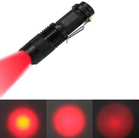 1 x RAW Customer Returns 1 Pack Red Light LED Flashlight, Zoomable Waterproof Flashlight, 3 Light Modes, Adjustable Focus Light for Camping, Hunting, Hiking, Night Fishing, Astronomy and Emergency Black Housing  - RRP €10.07