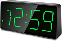 1 x RAW Customer Returns Eachui digital alarm clock battery operated with large numbers, digital alarm clock with LED display, adjustable brightness and volume, snooze, 12 24 hour and DST mode green numbers  - RRP €19.99