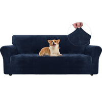 1 x RAW Customer Returns Ystyle velvet sofa cover 3 seater, stretch sofa cover, sofa protector non-slip, elastic couch cover, sofa cover with armrests, couch covers sofa protector cat couch throw, dark blue - RRP €41.08