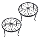 1 x RAW Customer Returns Flower bench, flower stool 2 pieces, flower stool outdoor weatherproof, flower stand outside, round decorative flower stool pot frame for indoor and outdoor areas - black - RRP €24.35