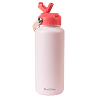 1 x RAW Customer Returns Blackube stainless steel drinking bottle with straw 1000ml thermos flask - BPA-free, leak-proof, large metal drinking bottle for sports, school, fitness, outdoor, camping - ice pink - RRP €29.22