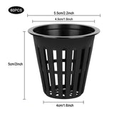 1 x RAW Customer Returns SAIJIAN 60pcs Hydroponic Net Pots 5.5cm Water Culture Planting Basket Garden Net Cup Hydroponic Planting Net Plastic Hydroponics Net Pot Bucket Basket Black - RRP €15.12