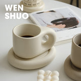 1 x RAW Customer Returns WENSHUO 9oz Ceramic Cup and Saucer Set, Fine Espresso Cups, Latte Cups, Cups, Perfect for Elegant Tea Moments - RRP €30.96