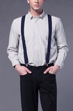 2 x Brand New Chalier 50mm Men s X-Back Elastic Adjustable Suspenders with Clips Size One Size Navy - RRP €30.24