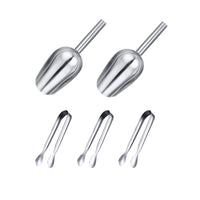 5 x Brand New Ice Tongs Set of 3 and 2 Measuring Spoons, Stainless Steel Food Serving Tongs, Iced Coffee Bucket, Bar, Kitchen, Wedding, Birthday Party - RRP €50.3