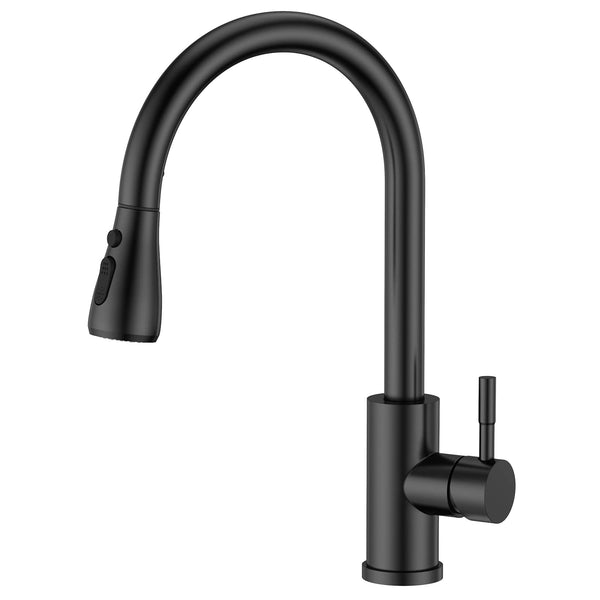 1 x Brand New FORIOUS extendable kitchen tap with 360 swivel matt black 3 modes spiral spring tap kitchen extendable stainless steel single lever sink tap, chrome. - RRP €60.49