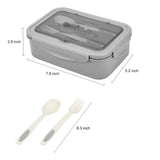 1 x RAW Customer Returns BIBURY Lunch Box, Bento Box, Lunch Box with 3 Compartments and Cutlery, Leak-Proof Lunch Box Refrigerator Dishwasher Safe Microwave Safe, Lunch Boxes for School Work Picnic Travel Gray  - RRP €13.1