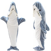 1 x RAW Customer Returns Menkala Shark Blanket to Wear Adult Women Cuddly Blanket Fluffy Flannel Shark Tail Blanket XL Sleeping Bag Costume Hoodie Wearable Blanket with Sleeves and Hood Funny Gift Light Blue 210cm - RRP €21.17