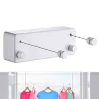 1 x RAW Customer Returns JOOM Retractable Clothesline Indoor Clotheslines Retractable Heavy Duty Outdoor Drying Clothesline Wall Mounted Stainless Steel 2 4.2M 13.8Feet Two Lines Drill , Whtie T  - RRP €39.99