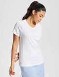 1 x Brand New BALEAF Women s V-Neck Short Sleeve Running T-Shirt Loose Sports Short Sleeve White XL - RRP €27.6