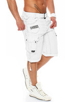 1 x RAW Customer Returns Geographical Norway Men s Cotton Cargo Shorts Parasol Fabric Belt,White,L - RRP €46.12