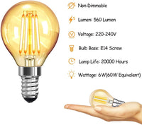 1 x RAW Customer Returns WOOWTT E14 Vintage Light Bulb, LED Edison Light Bulb, 6W LED Filament Retro Lamp Incandescent Bulb, Antique Amber Warm White 2700K Globe G45, 220V, 560 Lumen, Not Dimmable - 6 Pack - RRP €17.14