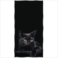 1 x RAW Customer Returns Zomer Beach Towel 70x140cm, Printed Microfiber Bath Towel-Black Cat - RRP €20.16