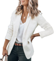 1 x RAW Customer Returns Cicy Bell Women s Casual Blazer Open Front Long Sleeve Elegant Work Office Jackets Blazer White M - RRP €52.99