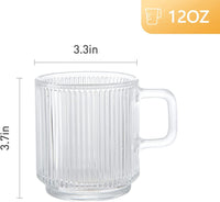 1 x RAW Customer Returns DM DESIGN MASTER 6 pieces, 350ML - vertical stripe design glasses. Coffee glass tea glass, keeps warm for a long time, perfect for latte, tea and drinks. - RRP €22.99