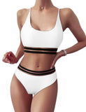 1 x RAW Customer Returns TOMEEK Women s Bikini Set with Mesh Two Piece Swimsuit Push up Padded High Cut Sports Swimwear High Waist Bikinis for Women White, S  - RRP €33.99