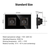 1 x RAW Customer Returns JIMEIDA double socket in black, 16Amp glass Schuko sockets flush-mounted protective contact wall socket - 157 86mm, 250V, 1 compartment - RRP €17.14