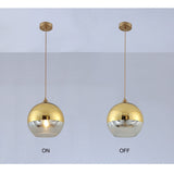 1 x RAW Customer Returns Pendant Light with Wood Plated Glass Ball Lampshade Modern Simple Ceiling Light Hanging Lamp Kitchen Island Dining Room Bedroom Chandelier Gold, 15cm  - RRP €44.99