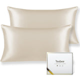 1 x RAW Customer Returns Texbee Silk Pillowcase 40x80cm for Hair and Skin 2 Pack Both Sides 22 Momme Natural Pillowcase Silk with Hidden Zipper Soft Breathable Smooth Standard Size-Beige - RRP €39.99