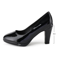 1 x Brand New Milisente Pumps Women Elegant Wedding Bridal Shoes Comfort High Heels With 8cm Block Heel Patent Leather Black 37  - RRP €39.99