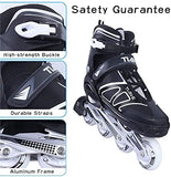 1 x RAW Customer Returns XIUWOUG Inline Skates 38-45 Adjustable roller skates for men and women with ABEC-7 ball bearings and white LED PU rubber wheels Roller skates for children, beginners and adults black, XL EU 42-45  - RRP €80.66