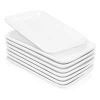 1 x RAW Customer Returns Foraineam Set of 8 Rectangular Porcelain Plates 8 Inch Serving Plate Porcelain Plates for Dessert, Appetizers, Salad Plates, White Serving Trays, 20x12x2.5 cm - RRP €33.26