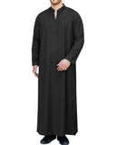 1 x RAW Customer Returns LVCBL Men s Thobe Long Sleeve Kaftan Men s V-Neck Roll Sleeve Kaftan Black 3XL - RRP €28.99