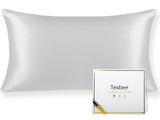 1 x RAW Customer Returns Texbee Silk Pillowcase 40x80cm for Hair and Skin, 1PC Both Sides Natural Pillowcase Silk with Hidden Zipper Soft Breathable Smooth Standard Size-Silver Gray - RRP €16.94