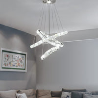 1 x RAW Customer Returns LED Crystal Ceiling Light, Modern Crystal Chandelier, Stainless Steel Pendant Light for Bedroom Living Room Dining Room - RRP €87.72