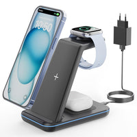 1 x RAW Customer Returns GEEKERA Wireless Charger, 3 in 1 Inductive Charging Station for iPhone 15 14 13 12 11 Pro Max XS XR X 8, Charging Station for Apple Watch Ultra 9 8 6 5 4 3 2 SE, Wireless Charger for AirPods Pro 3 2-Black - RRP €39.99