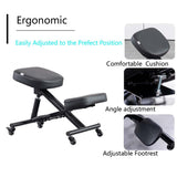 1 x RAW Customer Returns YOOTMEEN Ergonomic Kneeling Chair, Adjustable Desk Stool for Home and Office, Reduce Pressure on Your Shin with Adjustable Footrests, Brake Casters, Black - RRP €159.32