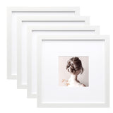 1 x RAW Customer Returns Egofine picture frame 20x20cm white set of 4, robust wooden composite photo frames with real glass for pictures 10x10cm with mat - horizontal or vertical for wall hangings or table decoration - RRP €27.22