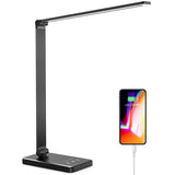 1 x RAW Customer Returns Angdarun Desk Lamp LED Dimmable, LED Table Lamp with USB, 5 Colors and 10 Brightness, Touch Operation, Auto Timer, Foldable Table Lamps Eye Protection, Desk Lamp for Children, Office-Black - RRP €24.19