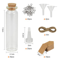 1 x RAW Customer Returns Glass Bottle Set, 40pcs 20ml Mini Bottles with Corks, Small Glass Bottle for Wedding with 10m Jute Ribbon, 40 Eyebolts, 50 Paper Labels - RRP €26.55