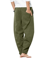 1 x RAW Customer Returns YAOBAOLE Men s Cotton Linen Pants Harem Pants Yoga Pants Leisure Pants Men Army Green 2XL - RRP €27.18