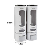 1 x RAW Customer Returns Wall Soap Dispensers 400ML x 2 TIMESETL Bathroom Soap Dispenser Shower Gel and Shampoo Dispenser Drill-Free Shower Dispenser Wall Bathroom Soap and Shampoo Dispenser Double Shower Soap Dispenser - RRP €16.99