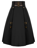 1 x RAW Customer Returns Vintage Ladies Women Gothic Cosplay High Waist Buckle Strap Pirate Skirt Black M - RRP €49.99