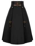 1 x RAW Customer Returns Vintage Ladies Women Gothic Cosplay High Waist Buckle Strap Pirate Skirt Black M - RRP €49.99