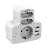 1 x RAW Customer Returns TESSAN USA adapter socket, adapter USA Germany plug with 3 USB, travel adapter USA, socket adapter USA, power adapter Euro to USA Thailand Mexico Canada, travel plug type B - RRP €12.55