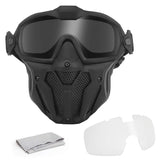 1 x RAW Customer Returns ATAIRSOFT Tactical Airsoft Anti-Fog Anti-Ultraviolet UV Protective Goggles and Mesh Mask Set with Interchangeable Lenses Black  - RRP €35.27