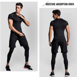 1 x RAW Customer Returns HZQIFEI Men 5 Piece Sports Suits Clothing Set Hooded Jacket Short Long Sleeve Compression Shirts Compression Pants Shorts Style 5, XXL  - RRP €39.99