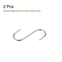 1 x Brand New sourcing map 2pcs S Hanging Hooks 5 inch 120mm Extra Long Steel Hanger Indoor Outdoor Use for Garden Bathroom Cabinet Workshop Kitchen Matte Silver - RRP €6.98