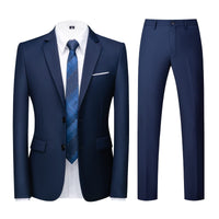 1 x RAW Customer Returns KUDORO Men s Suits Slim Fit 2-Piece Two Buttons for Wedding Business Men s Suit Jacket Trousers Blue, M  - RRP €89.99