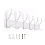 2 x RAW Customer Returns YONIAK Wardrobe hook rack white, hook rack, coat hook, heavy metal strip, stainless steel, rustproof with 6 hooks, wall coat rack for wall coat rack, bedroom, bathroom, matt white - RRP €36.28