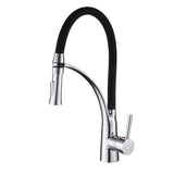 1 x RAW Customer Returns Heable kitchen faucet, 360 rotatable kitchen faucet with pull-out dual spray head, black silicone soft hose, sink mixer tap single lever sink faucet, chrome-plated brass - RRP €75.99